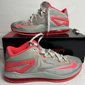 Nike LeBron 11 Low Shoes Mens Size 11.5‎ Grey Red Basketball 642849-001